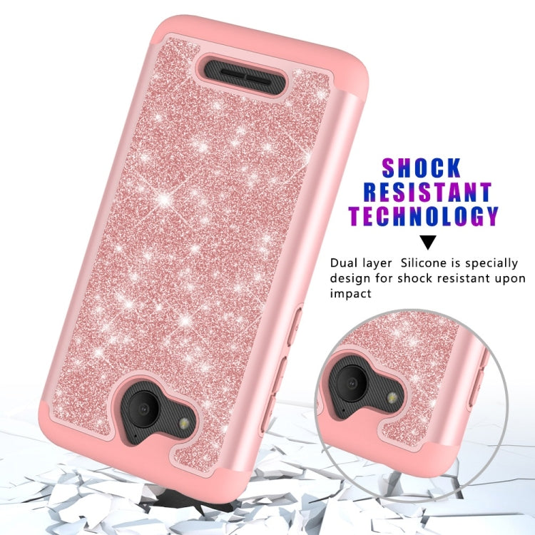 Glitter Powder Contrast Skin Shockproof Silicone + PC Protective Case for Alcatel Tetra