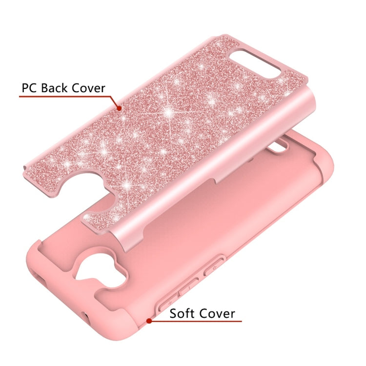 Glitter Powder Contrast Skin Shockproof Silicone + PC Protective Case for Alcatel Tetra