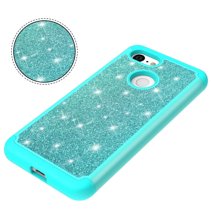 Glitter Powder Contrast Skin Shockproof Silicone + PC Protective Case for Google Pixel 3