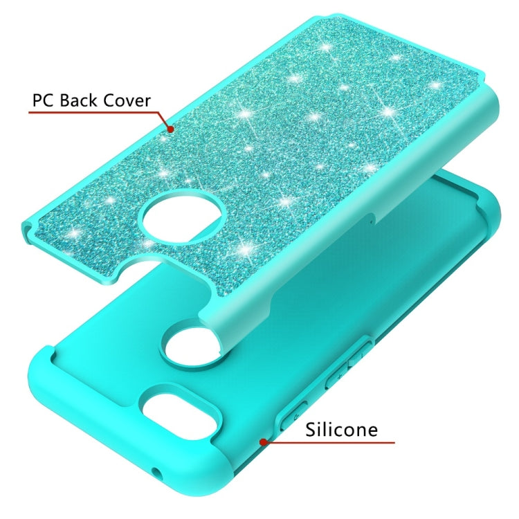 Glitter Powder Contrast Skin Shockproof Silicone + PC Protective Case for Google Pixel 3