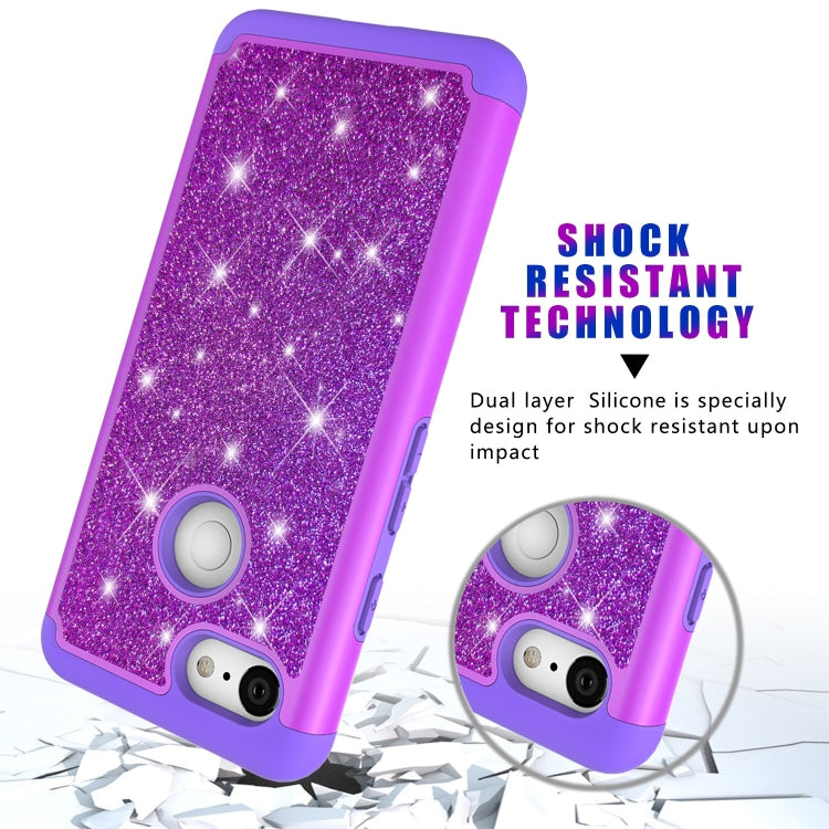 Glitter Powder Contrast Skin Shockproof Silicone + PC Protective Case for Google Pixel 3