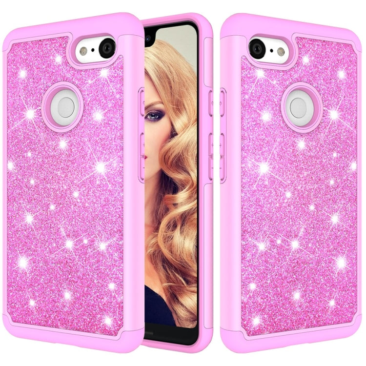 Glitter Powder Contrast Skin Shockproof Silicone + PC Protective Case for Google Pixel 3 XL