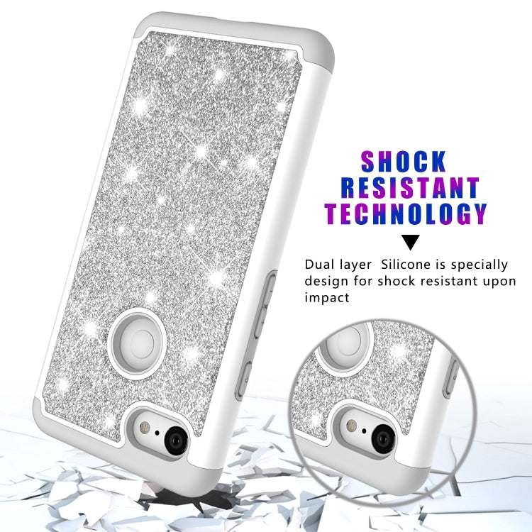 Glitter Powder Contrast Skin Shockproof Silicone + PC Protective Case for Google Pixel 3 XL