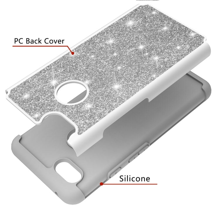 Glitter Powder Contrast Skin Shockproof Silicone + PC Protective Case for Google Pixel 3 XL