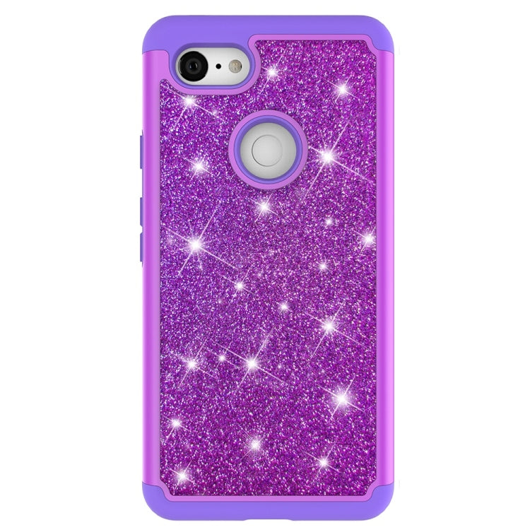 Glitter Powder Contrast Skin Shockproof Silicone + PC Protective Case for Google Pixel 3 XL