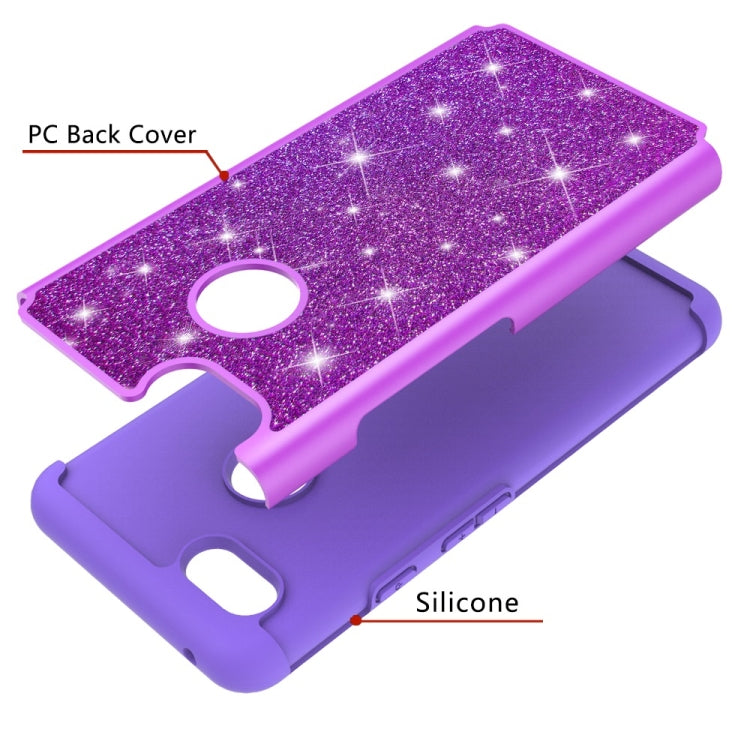 Glitter Powder Contrast Skin Shockproof Silicone + PC Protective Case for Google Pixel 3 XL