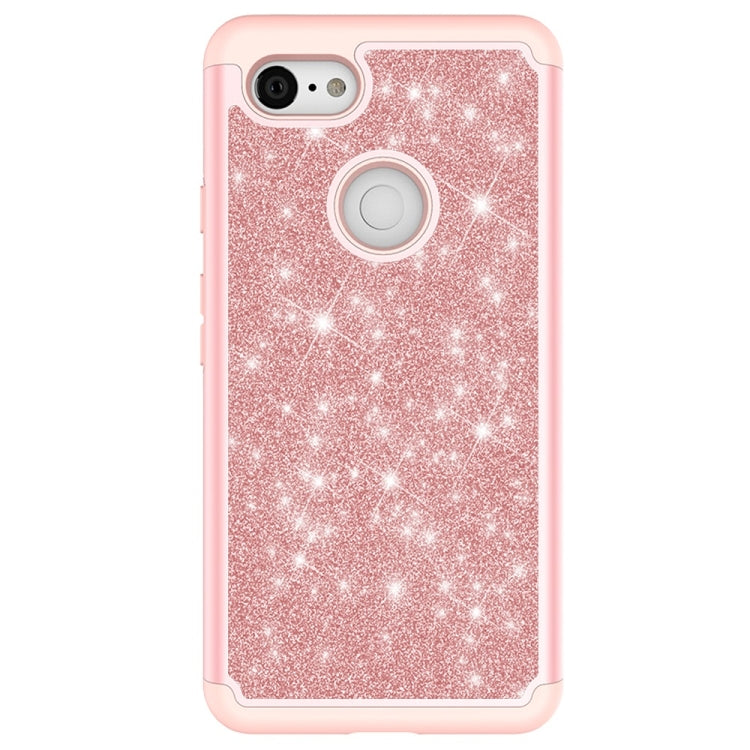 Glitter Powder Contrast Skin Shockproof Silicone + PC Protective Case for Google Pixel 3 XL