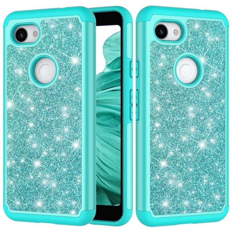 Glitter Powder Contrast Skin Shockproof Silicone + PC Protective Case for Google Pixel 3A