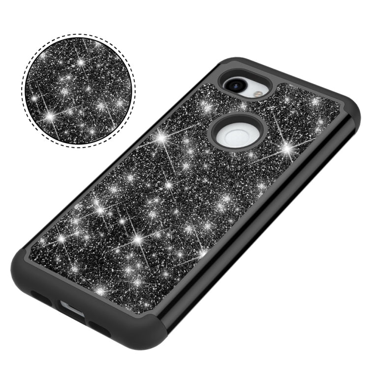 Glitter Powder Contrast Skin Shockproof Silicone + PC Protective Case for Google Pixel 3A XL