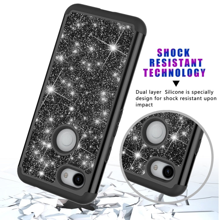 Glitter Powder Contrast Skin Shockproof Silicone + PC Protective Case for Google Pixel 3A XL