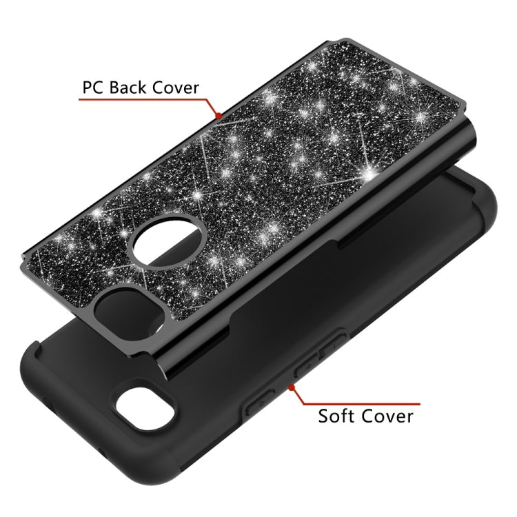Glitter Powder Contrast Skin Shockproof Silicone + PC Protective Case for Google Pixel 3A XL