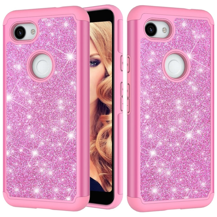 Glitter Powder Contrast Skin Shockproof Silicone + PC Protective Case for Google Pixel 3A XL