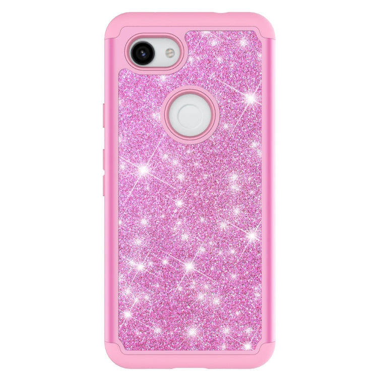 Glitter Powder Contrast Skin Shockproof Silicone + PC Protective Case for Google Pixel 3A XL