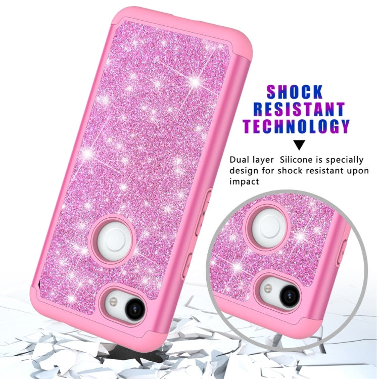 Glitter Powder Contrast Skin Shockproof Silicone + PC Protective Case for Google Pixel 3A XL