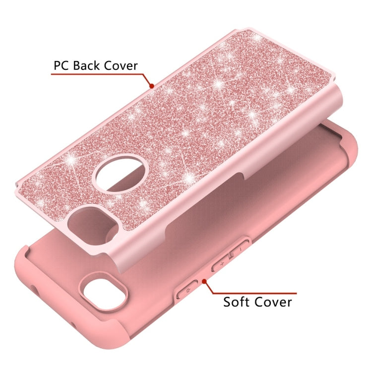 Glitter Powder Contrast Skin Shockproof Silicone + PC Protective Case for Google Pixel 3A XL