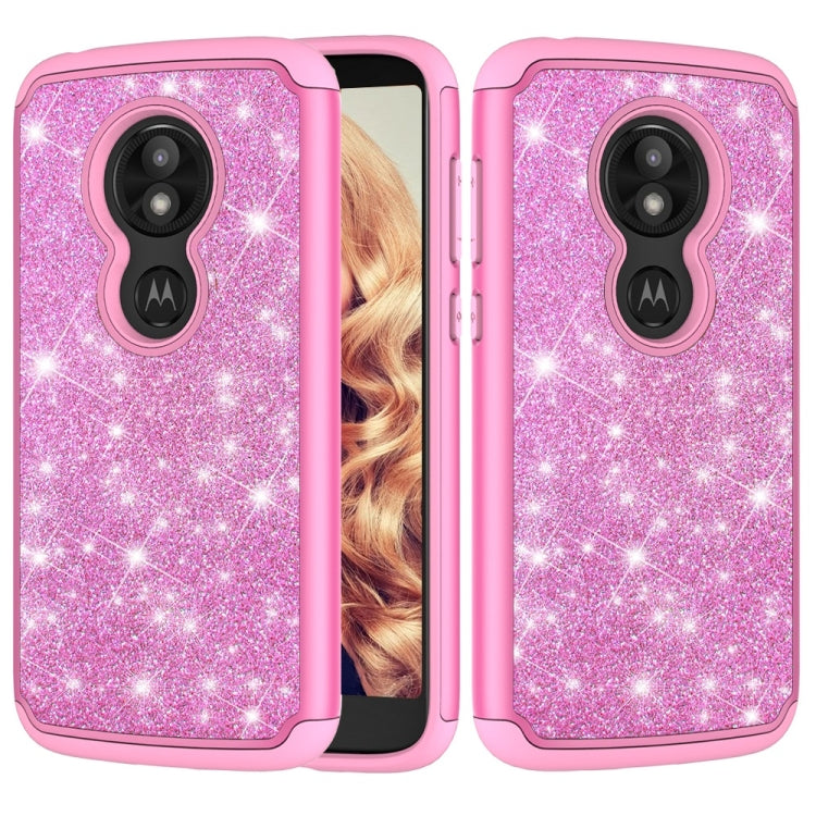 Glitter Powder Contrast Skin Shockproof Silicone + PC Protective Case for Motorola Moto E5 Play / Moto E5 Cruise US Version