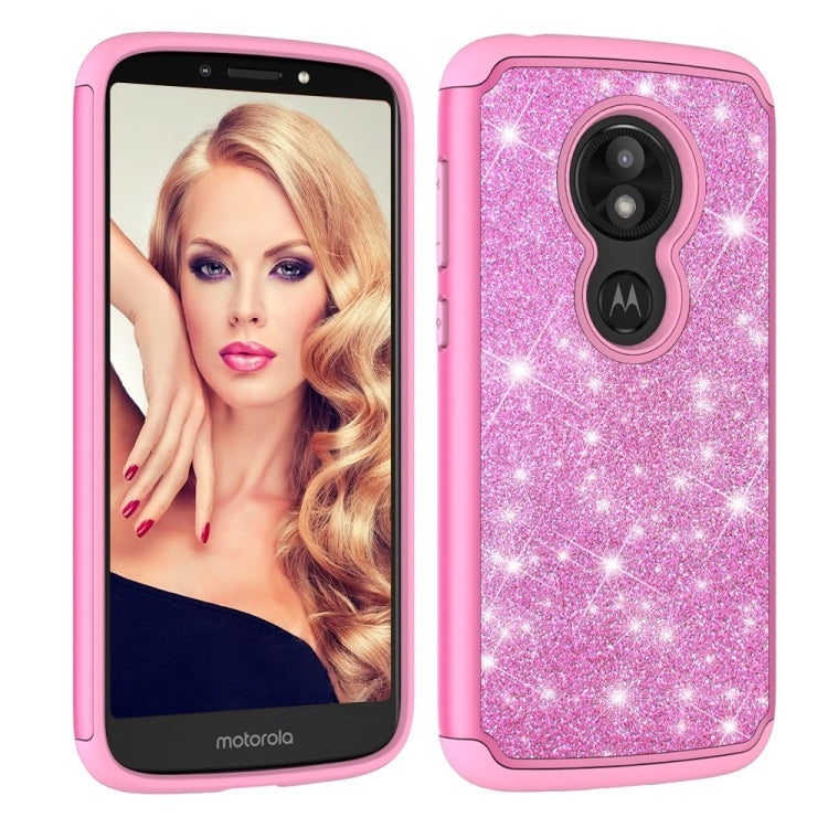 Glitter Powder Contrast Skin Shockproof Silicone + PC Protective Case for Motorola Moto E5 Play / Moto E5 Cruise US Version