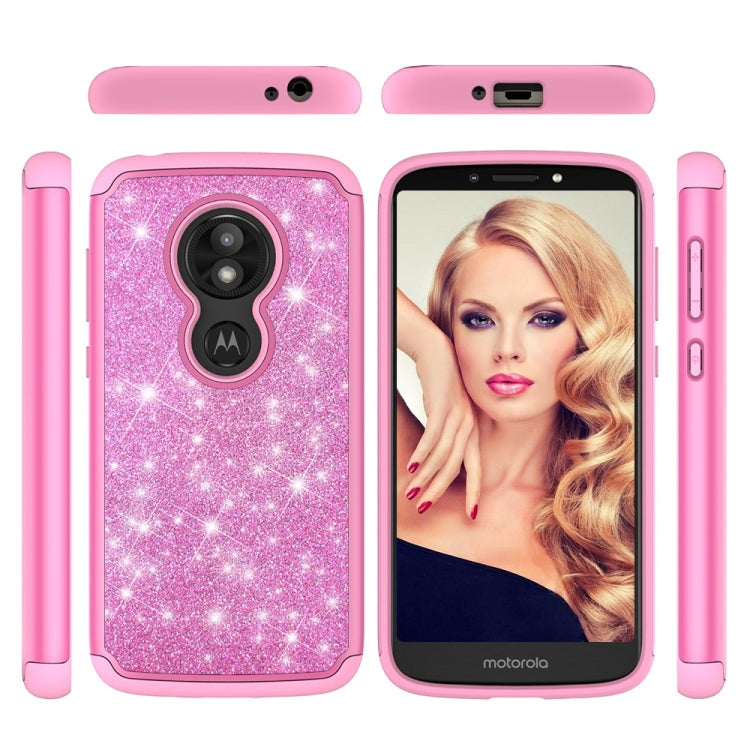 Glitter Powder Contrast Skin Shockproof Silicone + PC Protective Case for Motorola Moto E5 Play / Moto E5 Cruise US Version