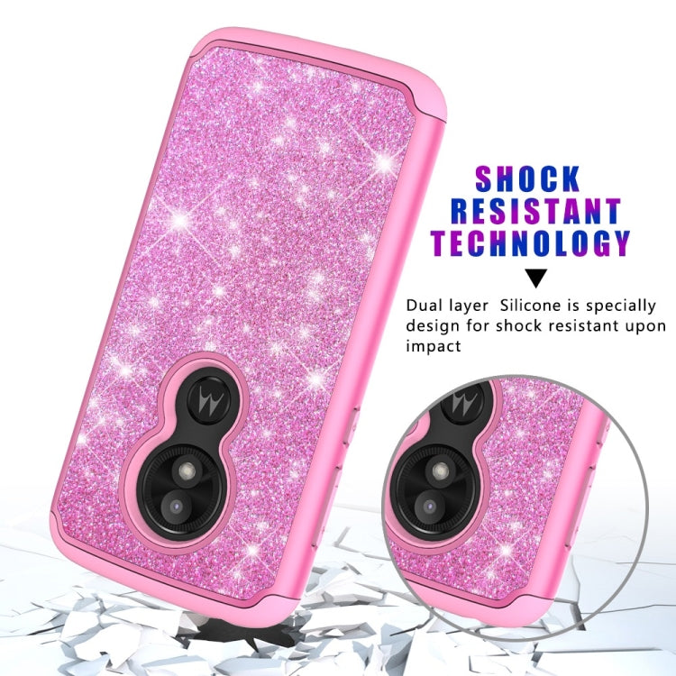 Glitter Powder Contrast Skin Shockproof Silicone + PC Protective Case for Motorola Moto E5 Play / Moto E5 Cruise US Version