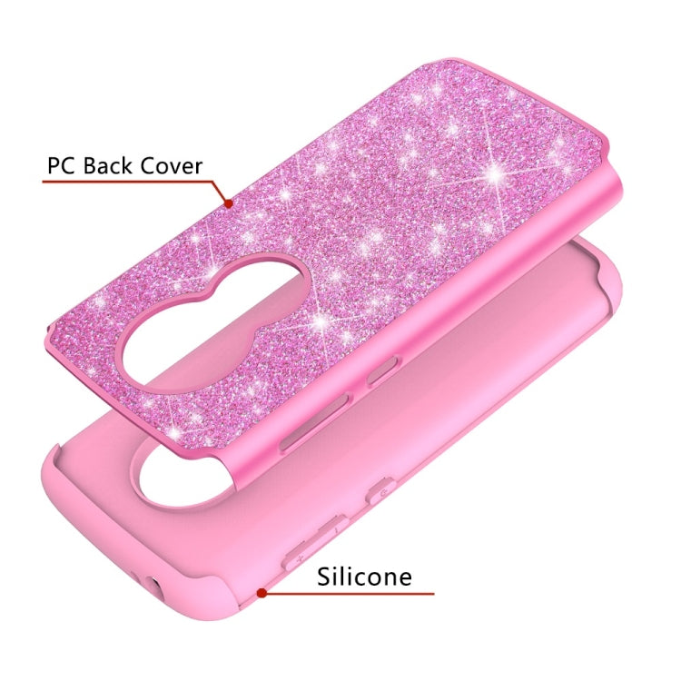 Glitter Powder Contrast Skin Shockproof Silicone + PC Protective Case for Motorola Moto E5 Play / Moto E5 Cruise US Version