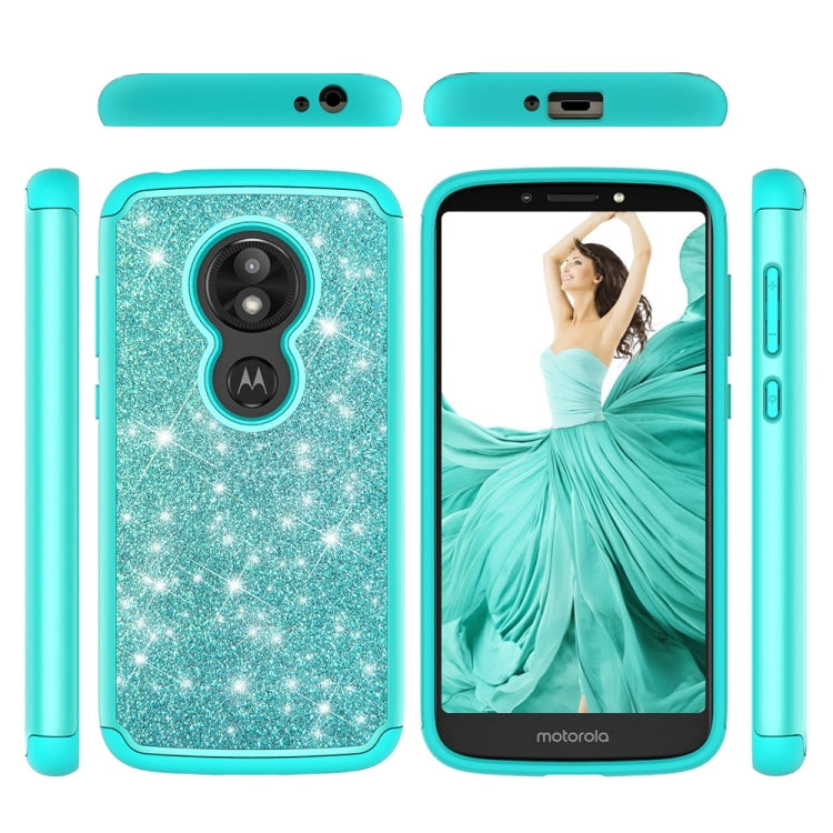 Glitter Powder Contrast Skin Shockproof Silicone + PC Protective Case for Motorola Moto E5 Play / Moto E5 Cruise US Version