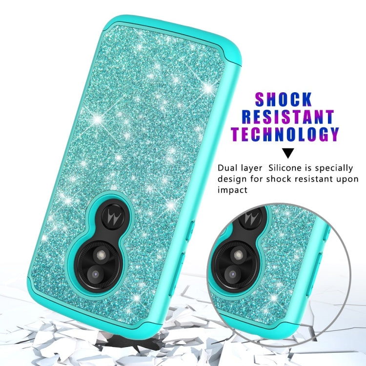 Glitter Powder Contrast Skin Shockproof Silicone + PC Protective Case for Motorola Moto E5 Play / Moto E5 Cruise US Version