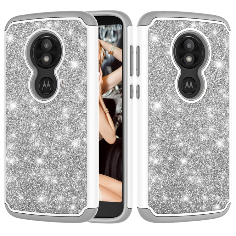 Glitter Powder Contrast Skin Shockproof Silicone + PC Protective Case for Motorola Moto E5 Play / Moto E5 Cruise US Version