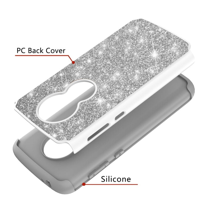 Glitter Powder Contrast Skin Shockproof Silicone + PC Protective Case for Motorola Moto E5 Play / Moto E5 Cruise US Version