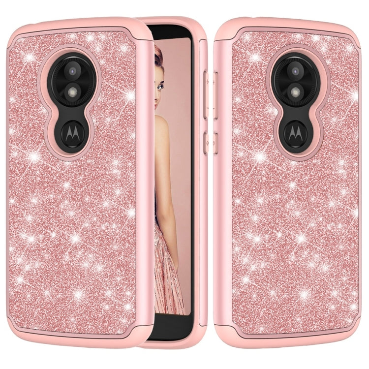 Glitter Powder Contrast Skin Shockproof Silicone + PC Protective Case for Motorola Moto E5 Play / Moto E5 Cruise US Version