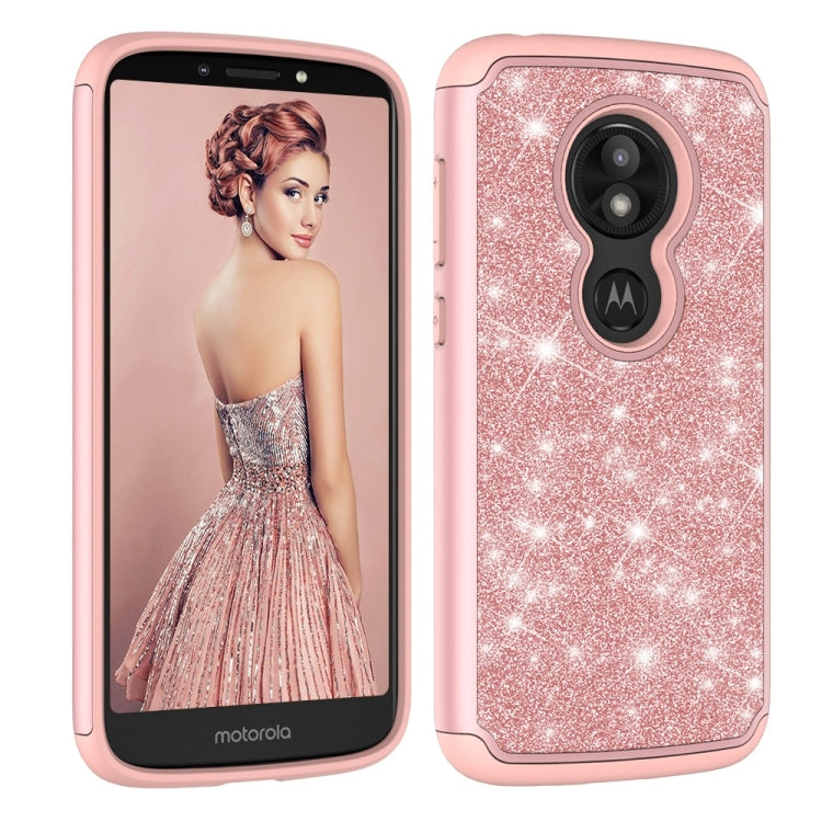 Glitter Powder Contrast Skin Shockproof Silicone + PC Protective Case for Motorola Moto E5 Play / Moto E5 Cruise US Version