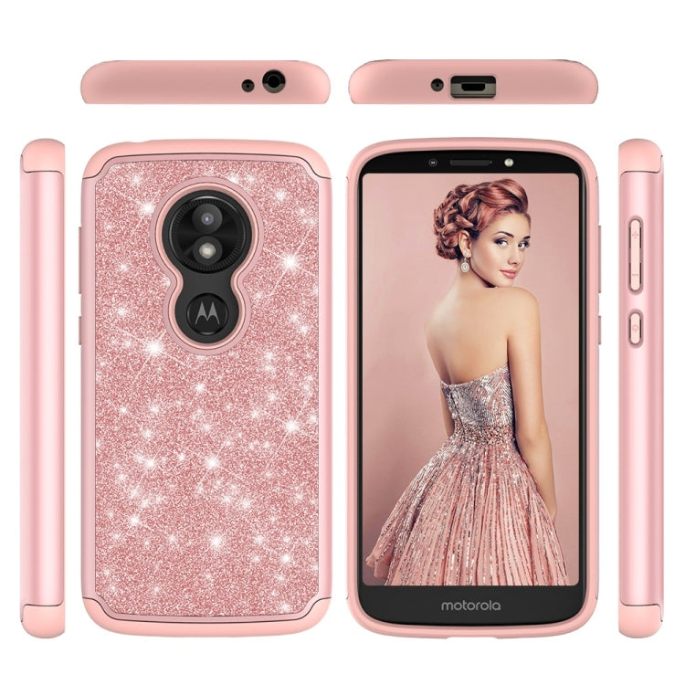 Glitter Powder Contrast Skin Shockproof Silicone + PC Protective Case for Motorola Moto E5 Play / Moto E5 Cruise US Version