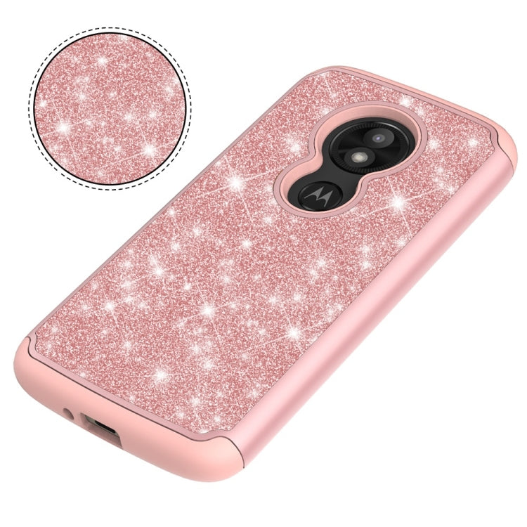 Glitter Powder Contrast Skin Shockproof Silicone + PC Protective Case for Motorola Moto E5 Play / Moto E5 Cruise US Version