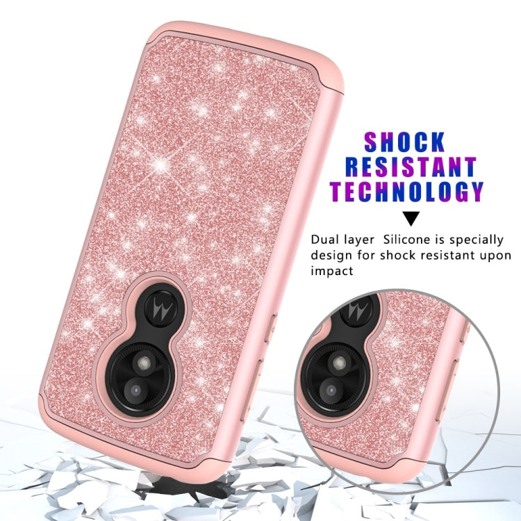 Glitter Powder Contrast Skin Shockproof Silicone + PC Protective Case for Motorola Moto E5 Play / Moto E5 Cruise US Version