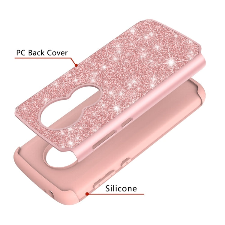Glitter Powder Contrast Skin Shockproof Silicone + PC Protective Case for Motorola Moto E5 Play / Moto E5 Cruise US Version