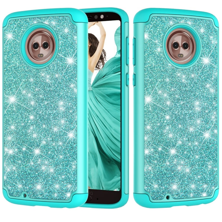 Glitter Powder Contrast Skin Shockproof Silicone + PC Protective Case for Motorola Moto G6