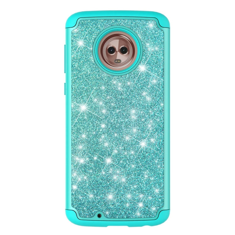 Glitter Powder Contrast Skin Shockproof Silicone + PC Protective Case for Motorola Moto G6