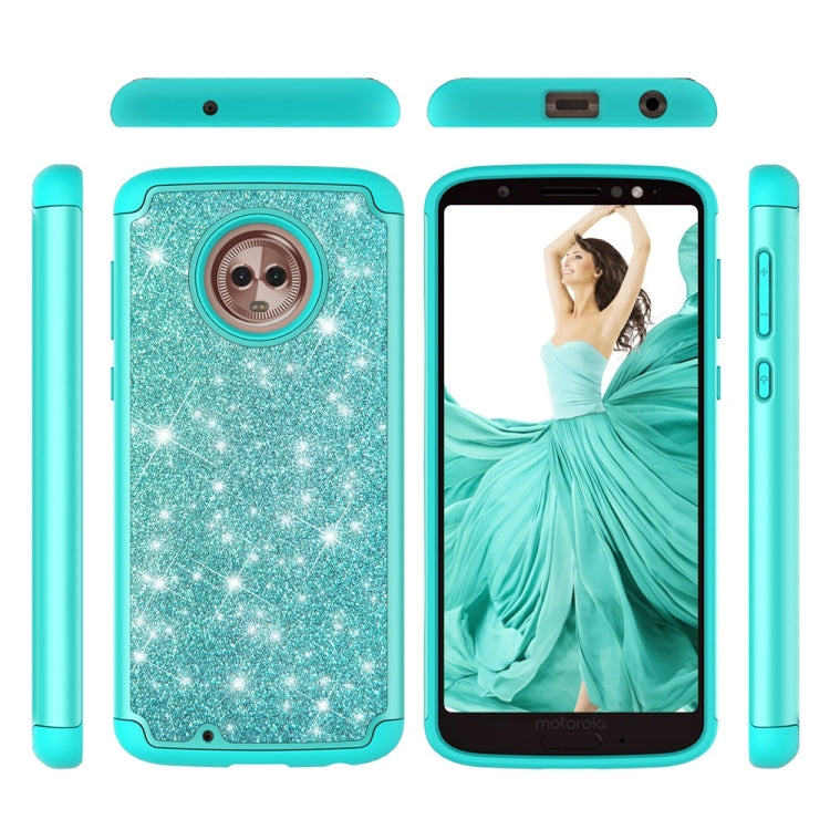 Glitter Powder Contrast Skin Shockproof Silicone + PC Protective Case for Motorola Moto G6