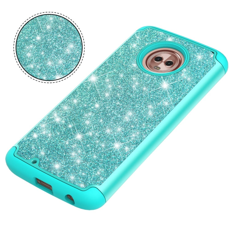 Glitter Powder Contrast Skin Shockproof Silicone + PC Protective Case for Motorola Moto G6