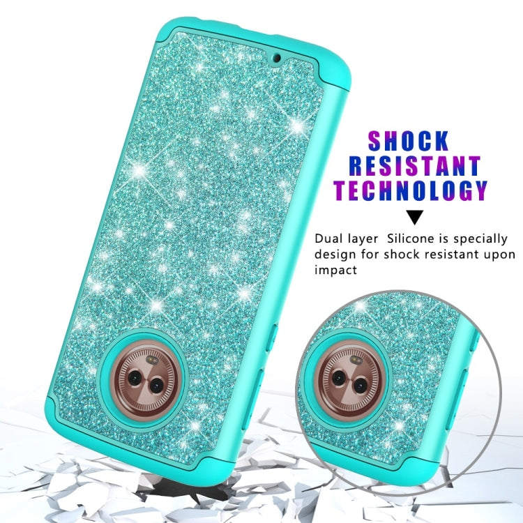 Glitter Powder Contrast Skin Shockproof Silicone + PC Protective Case for Motorola Moto G6