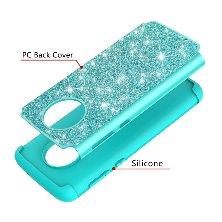 Glitter Powder Contrast Skin Shockproof Silicone + PC Protective Case for Motorola Moto G6