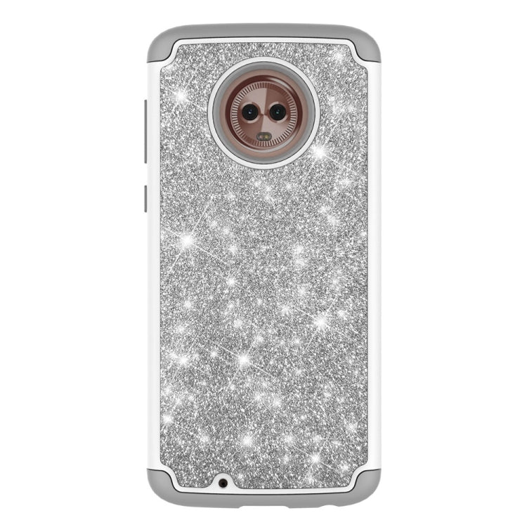 Glitter Powder Contrast Skin Shockproof Silicone + PC Protective Case for Motorola Moto G6