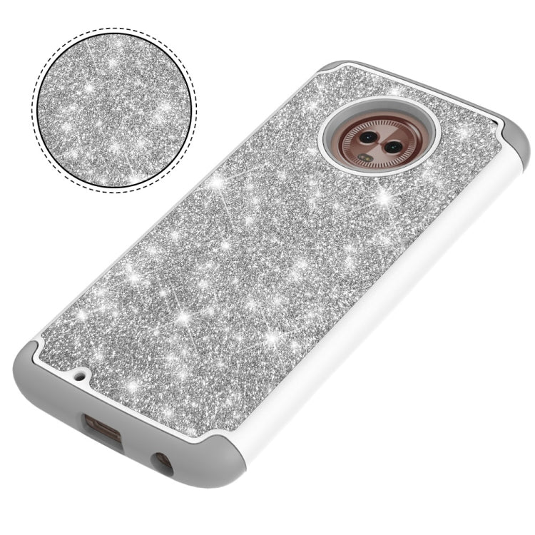 Glitter Powder Contrast Skin Shockproof Silicone + PC Protective Case for Motorola Moto G6