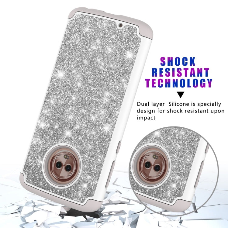 Glitter Powder Contrast Skin Shockproof Silicone + PC Protective Case for Motorola Moto G6