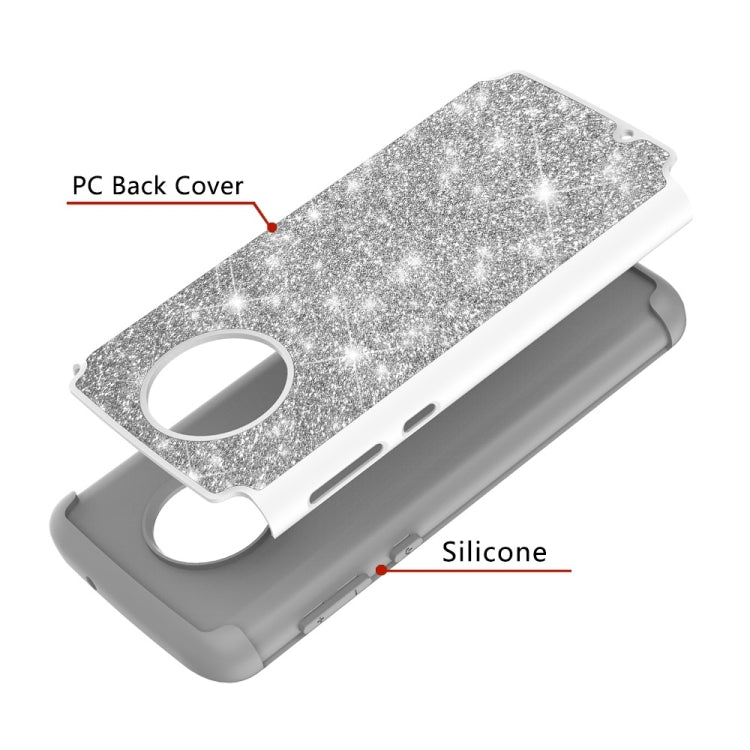 Glitter Powder Contrast Skin Shockproof Silicone + PC Protective Case for Motorola Moto G6
