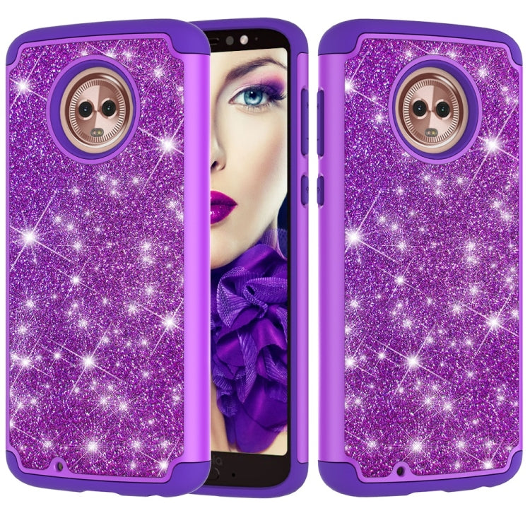 Glitter Powder Contrast Skin Shockproof Silicone + PC Protective Case for Motorola Moto G6