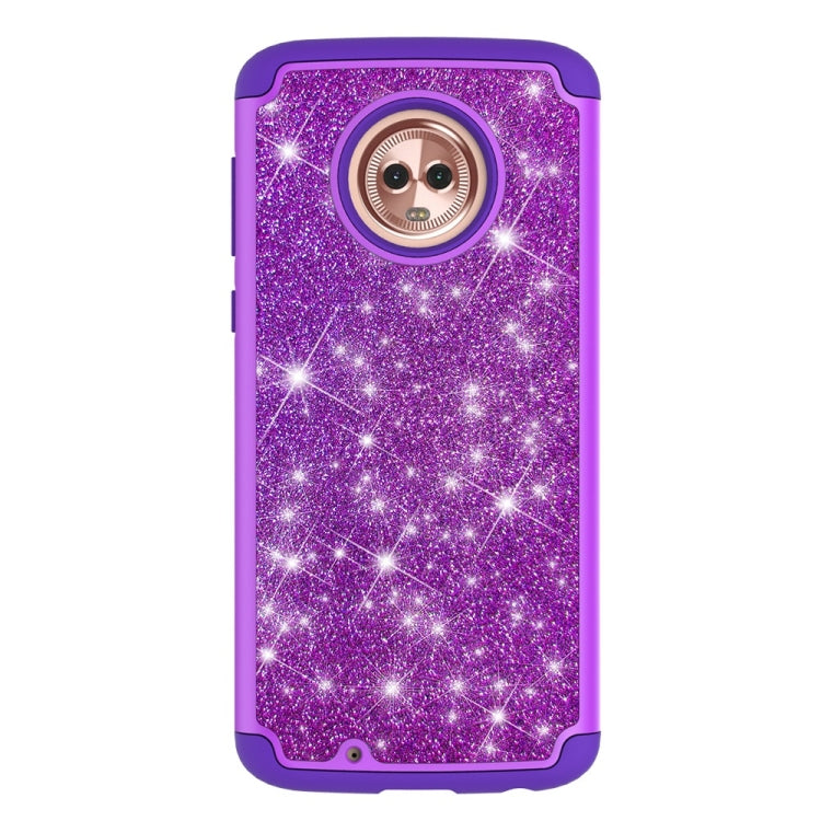 Glitter Powder Contrast Skin Shockproof Silicone + PC Protective Case for Motorola Moto G6