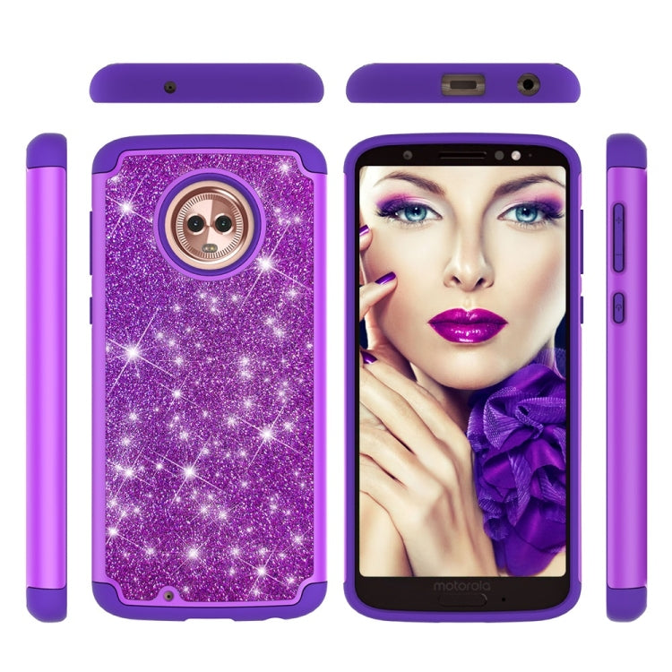 Glitter Powder Contrast Skin Shockproof Silicone + PC Protective Case for Motorola Moto G6