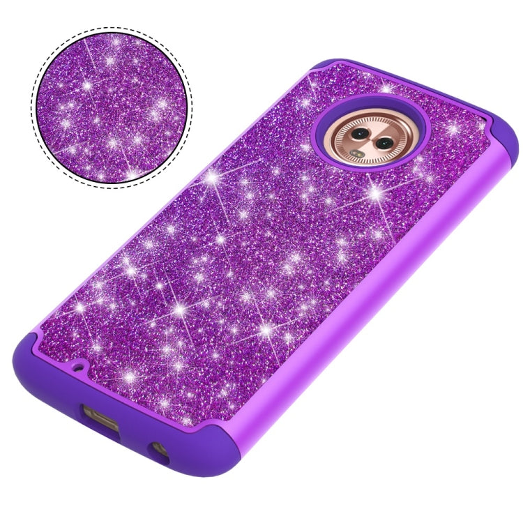 Glitter Powder Contrast Skin Shockproof Silicone + PC Protective Case for Motorola Moto G6