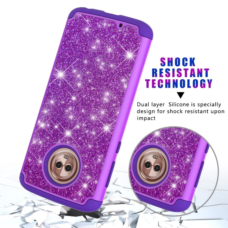 Glitter Powder Contrast Skin Shockproof Silicone + PC Protective Case for Motorola Moto G6