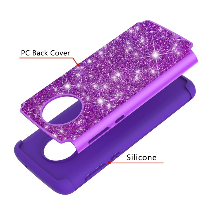 Glitter Powder Contrast Skin Shockproof Silicone + PC Protective Case for Motorola Moto G6
